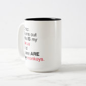 Das ist mein Zirkus, das sind meine Affen Zweifarbige Tasse (Vorderseite Links)