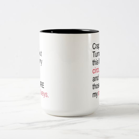 Das ist mein Zirkus, das sind meine Affen Zweifarbige Tasse (Mittel)