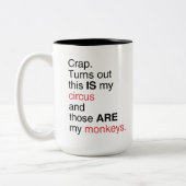 Das ist mein Zirkus, das sind meine Affen Zweifarbige Tasse (Links)
