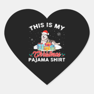 Das ist meine Weihnachts-Pajama-Sibirische-Husky-H Herz-Aufkleber