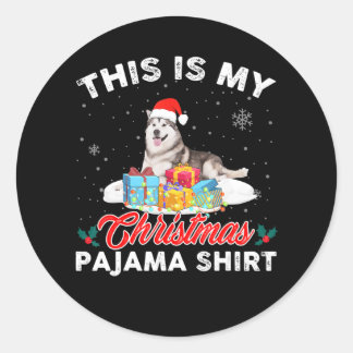Das ist meine Weihnachts-Pajama-Sibirische-Husky-H Runder Aufkleber