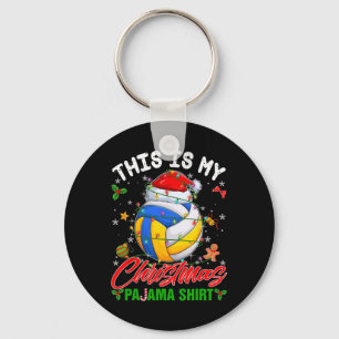 Das ist meine Weihnachts-Pajama-Volleyball-Weihnac Schlüsselanhänger