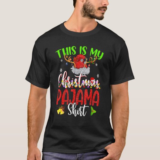 Das ist meine Weihnachtsfamilie Pajama Xmas Rentie T-Shirt (Vorderseite)