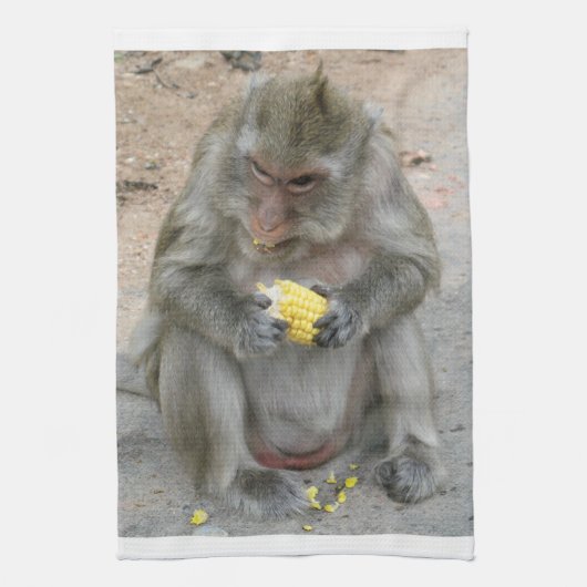 Das ist meins! ... Wild Thai Macaque Monkey Geschirrtuch (Vertikal)