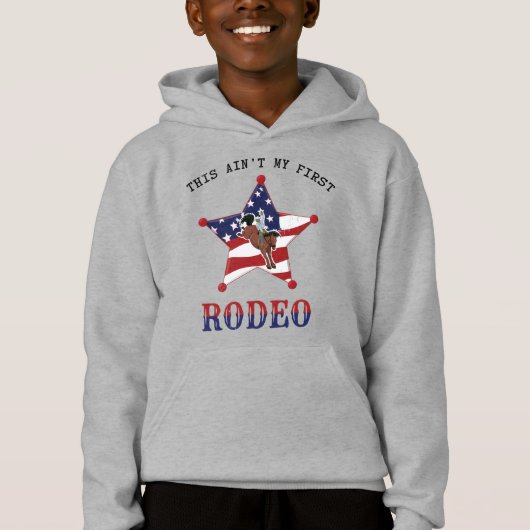 Das ist nicht mein erster RODEO / schwarzer Brief Hoodie (Vorderseite)