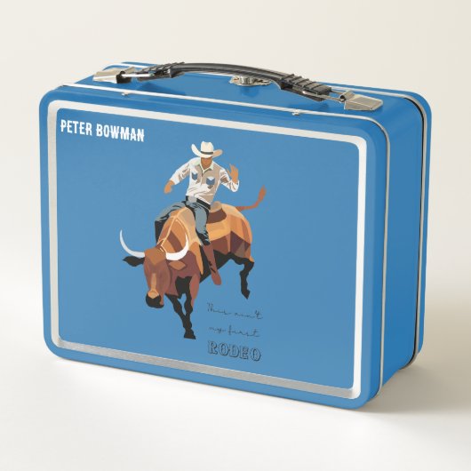 Das ist nicht mein erstes RODEO: Bull-Reiter Metall Brotdose (Rückseite)