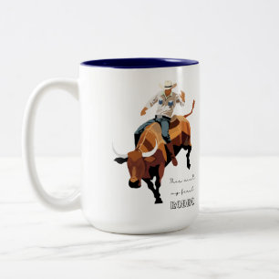 Das ist nicht mein erstes RODEO: Bull-Reiter Zweifarbige Tasse