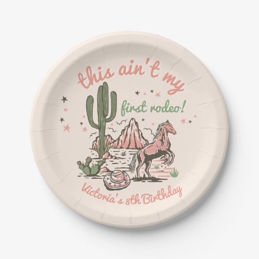 Das ist nicht mein erstes Rodeo Cowgirl zum Geburt Pappteller (Vorderseite)