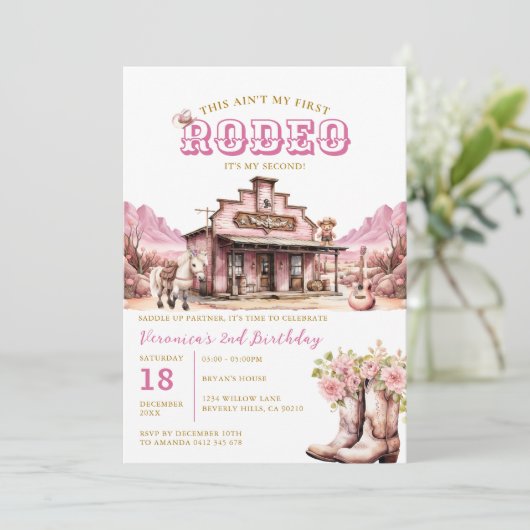 Das ist nicht mein erstes Rodeo zu meinem zweiten  Einladung (Stehend Vorderseite)