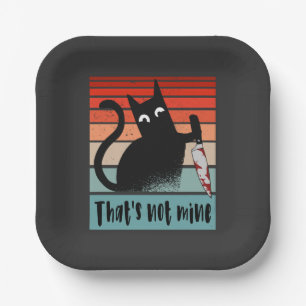 Das ist nicht meine, Unschuldige Katze mit Messer  Pappteller