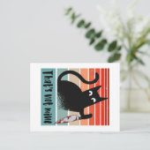 Das ist nicht meine, Unschuldige Katze mit Messer Postkarte (Stehend Vorderseite)