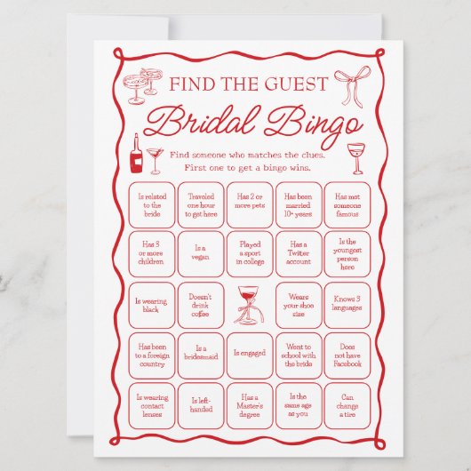 Das ist noch finden Sie das Bridal Bingo Game Einladung (Vorderseite)