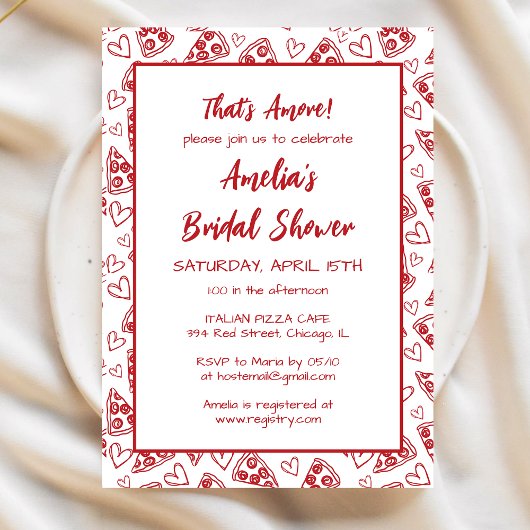 Das ist noch mehr italienisches Pizza Party Rotes Einladung