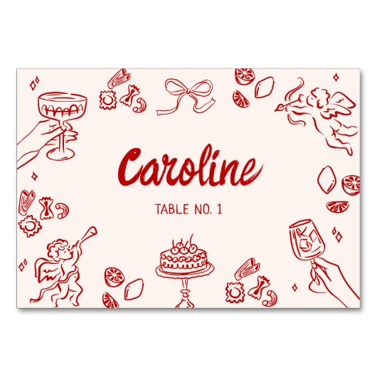 Das ist noch nicht alles! Rot-Italienische Hochzei Tischnummer (Rückseite)