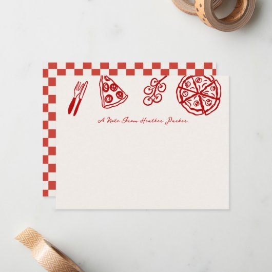 Das ist noch Pizza Party Pizza Themed Personalisie Mitteilungskarte (Vorderseite/Rückseite Beispiel)