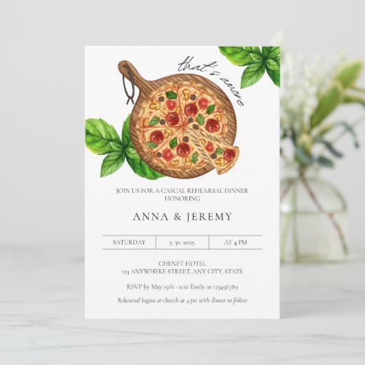 Das ist Pizza Lässig Italienisches Probe Dinner Einladung (Stehend Vorderseite)