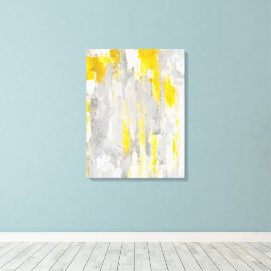 "Das ist Random" Abstrakte graue und gelbe Kunst Leinwanddruck (Insitu (Holzboden))