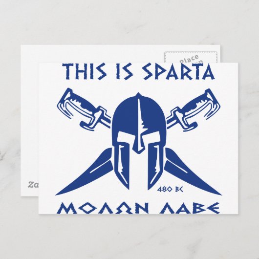 Das ist Sparta - Molon Lave - Blau Postkarte (Vorne/Hinten)