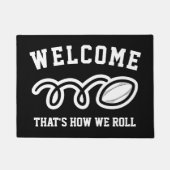 Das ist, wie wir lustiges Rugbysportwillkommen Fußmatte (Vorderseite)