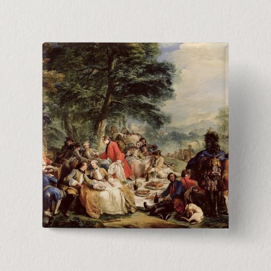 Das Jagd-Mittagessen, 1737 Button (Vorderseite)