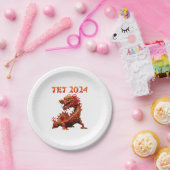 Das Jahr 2024 des vietnamesischen Drachen im neuen Pappteller (Party)
