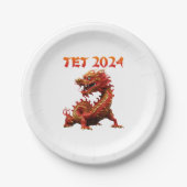 Das Jahr 2024 des vietnamesischen Drachen im neuen Pappteller (Vorderseite)