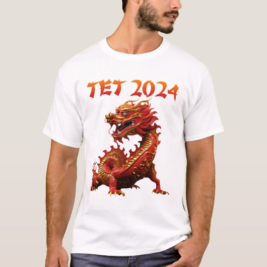 Das Jahr 2024 des vietnamesischen Drachen im neuen T-Shirt (Vorderseite)