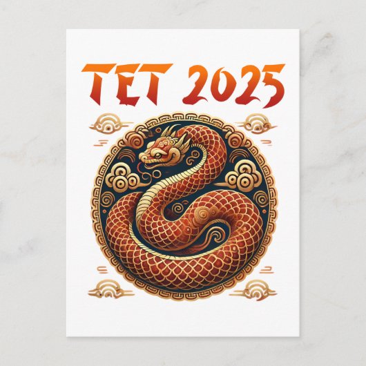 Das Jahr 2025 des nake vietnamesischen Neujahrs Postkarte (Vorderseite)