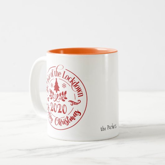 Das Jahr der Blockade 2020 Frohe Weihnachtsfeier Zweifarbige Tasse (Vorderseite Links)