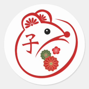 Das Jahr der Ratte Runder Aufkleber