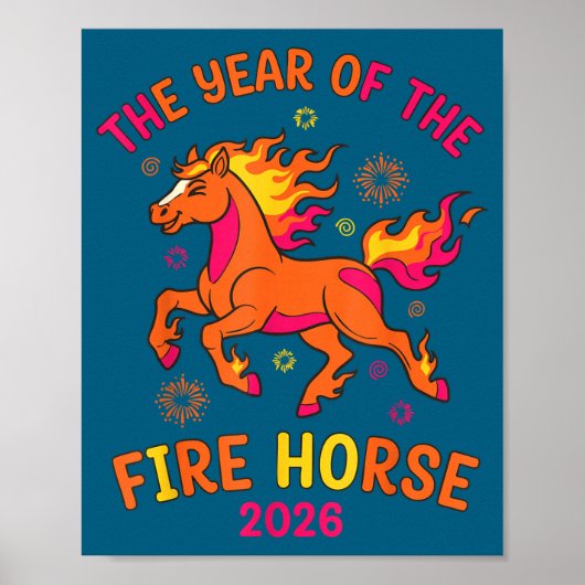 Das Jahr des Feuerpferds 2026 Feierdesign Poster (Vorne)