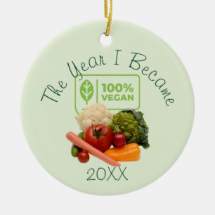 Das Jahr, in dem ich 100% Vegan wurde Keramik Ornament