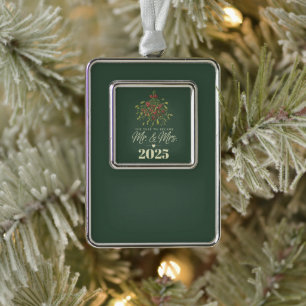 Das Jahr, in dem wir Mr. & Mrs. wurden 2025 Person Rahmen-Ornament Silber