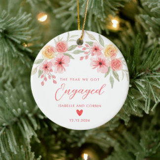 Das Jahr, in dem wir uns verlobten Florales Verlob Keramik Ornament