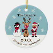 Das Jahr, in dem wir Zuhause Funny Santa Reindeer  Keramik Ornament (Vorne)