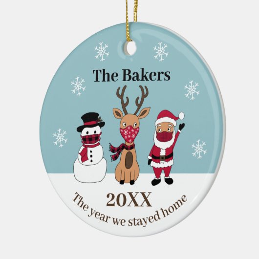 Das Jahr, in dem wir Zuhause Funny Santa Reindeer  Keramik Ornament (Links)