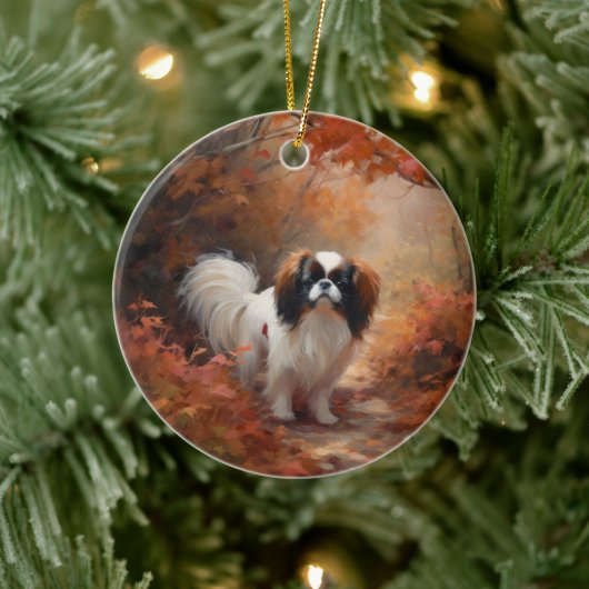 Das japanische Kinn im Herbst Inspiriere Keramik Ornament (Baum)