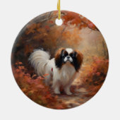 Das japanische Kinn im Herbst Inspiriere Keramik Ornament (Hinten)