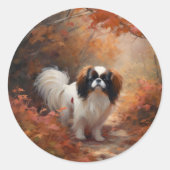 Das japanische Kinn im Herbst Inspiriere Runder Aufkleber (Vorderseite)