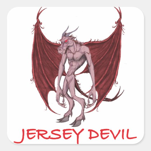 DAS JERSEY-DEVIL QUADRATISCHER AUFKLEBER (Vorderseite)