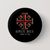 Das Jerusalem-Kreuz - ver 1 - Opus Dei - Schwarzes Button (Vorderseite)