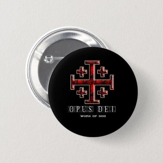Das Jerusalem-Kreuz - ver 1 - Opus Dei - Schwarzes Button (Vorne & Hinten)