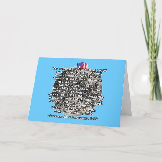 Das JFK Zitat, das Menschen zum Mond schickte Karte (Vorderseite)