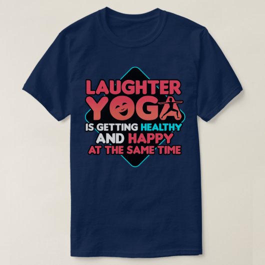 Das Joga-Lachen wird gesund und freut sich über di T-Shirt (Design vorne)