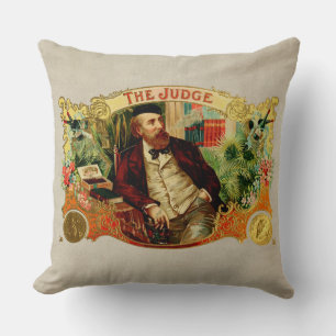 Das Judge Vintage-Zigarrenkistenetikett Kissen