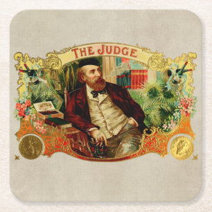 Das Judge Vintage-Zigarrenkistenetikett Rechteckiger Pappuntersetzer