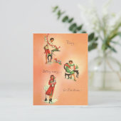 Das junge Mädchen bereitet sich auf Weihnachten vo Postkarte (Stehend Vorderseite)