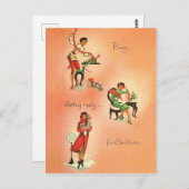 Das junge Mädchen bereitet sich auf Weihnachten vo Postkarte (Vorne/Hinten)