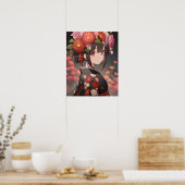 Das junge Mädchen im blühenden Kimono Poster (Küche)