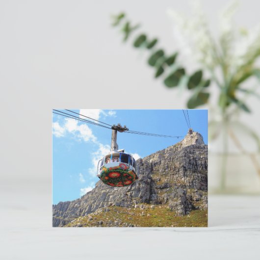 Das Kabelauto geht in Kapstadt auf den Tafelberg Postkarte (Stehend Vorderseite)